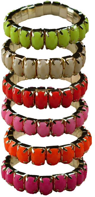 Colored Faceted Bead Stretch Bracelets  #3