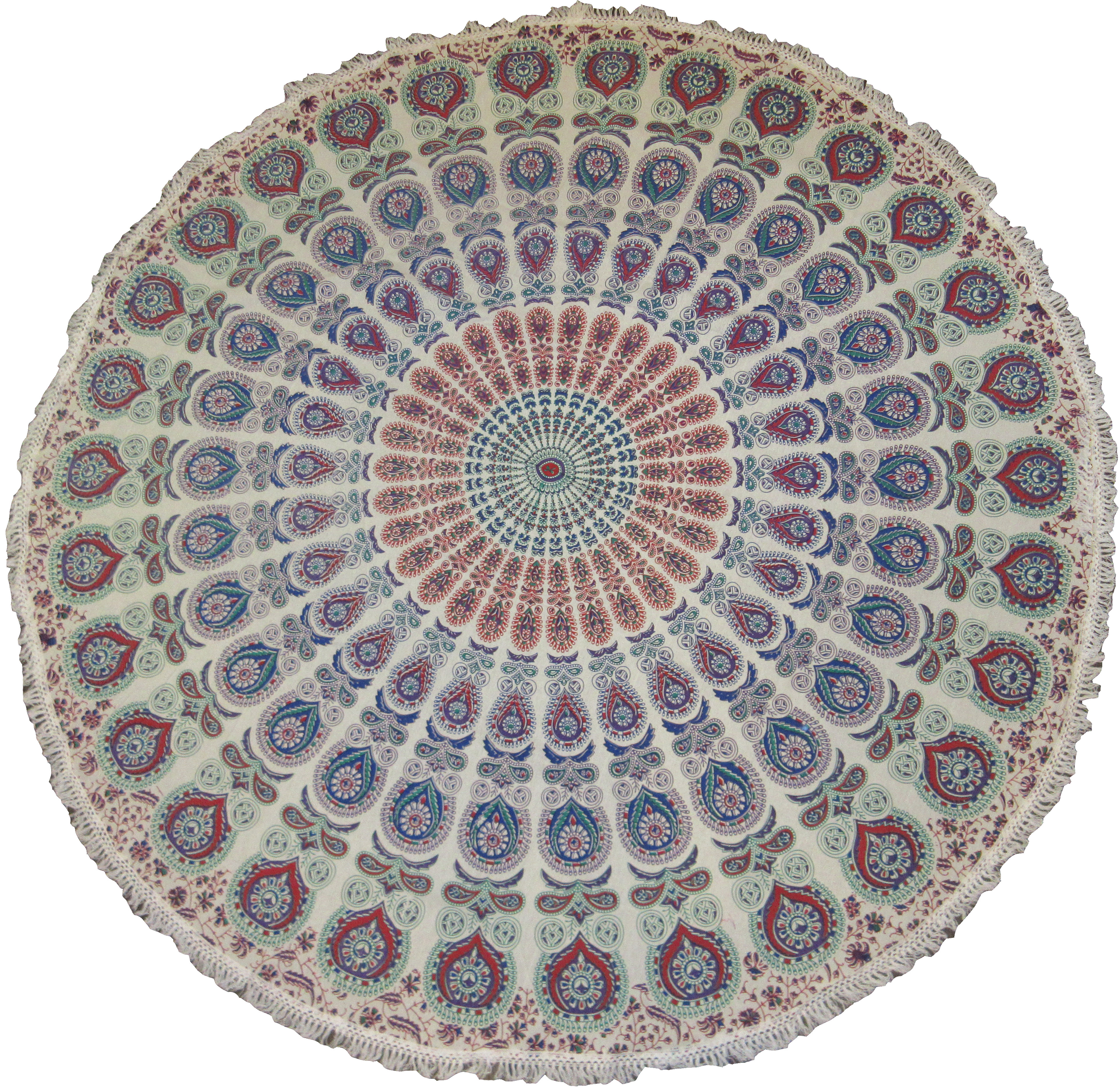 Mor Pankhi (Lighter Colors) - Round Tapestry