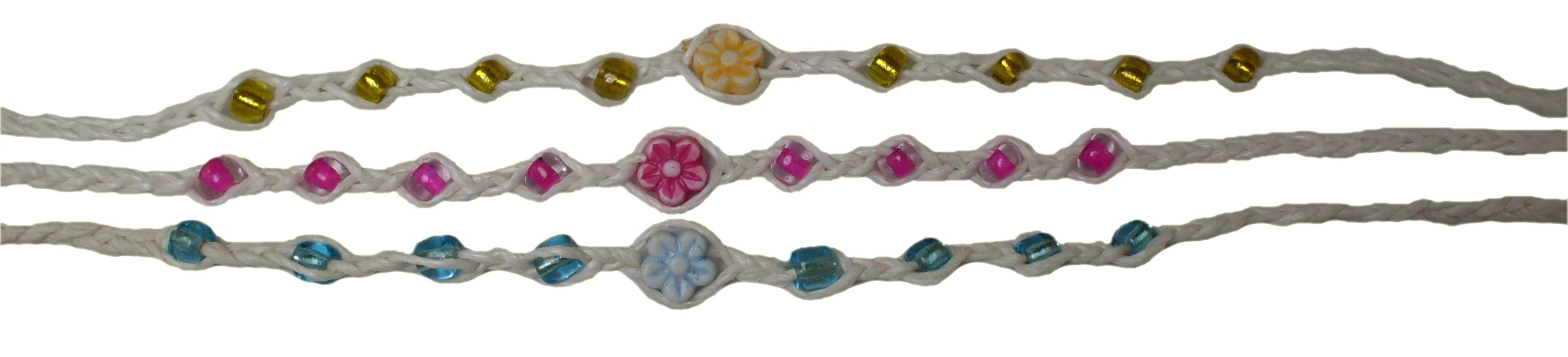 Colored Bead With Flower Wishlet Bracelet #3