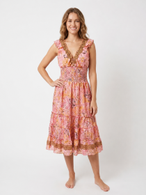 Stretch Shoulder Kasturi Silk Dress- Medium Length