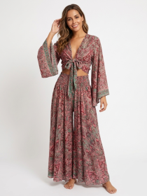 Silk Pant and Sleeve Top Set