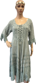 Acidwash Flare Sleeve & Lace with Dori dress