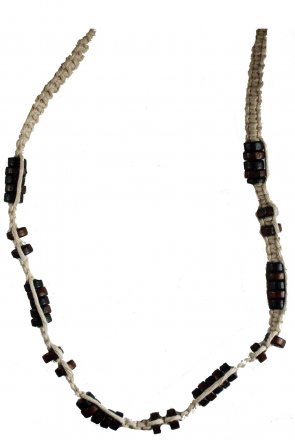 Hemp with Wood and Bone Bead Necklace